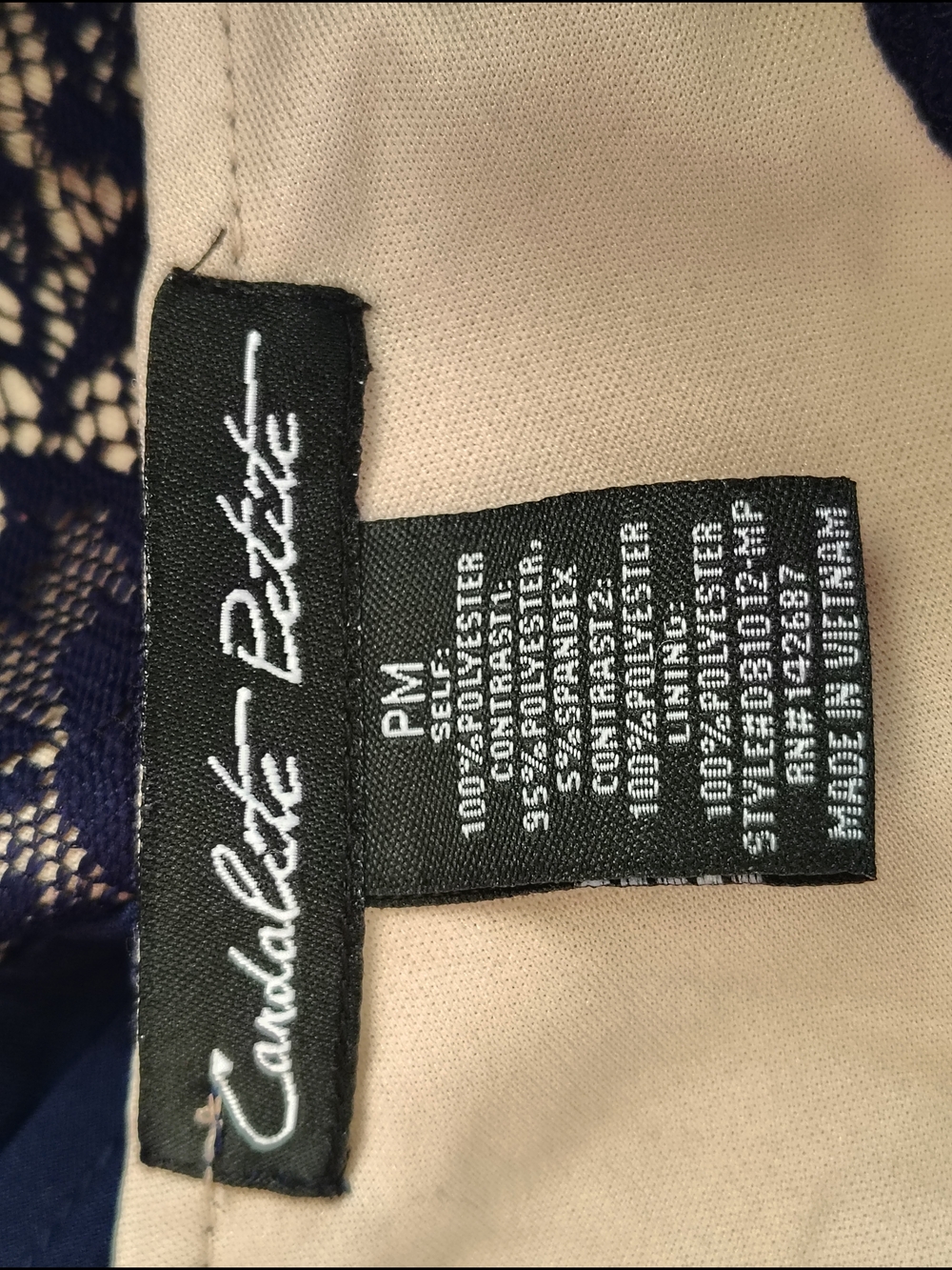 Candalite Petite Navy Blue Stretch Lace V-Neck Maxi Dress Size PM – Like New - Picture 10 of 13